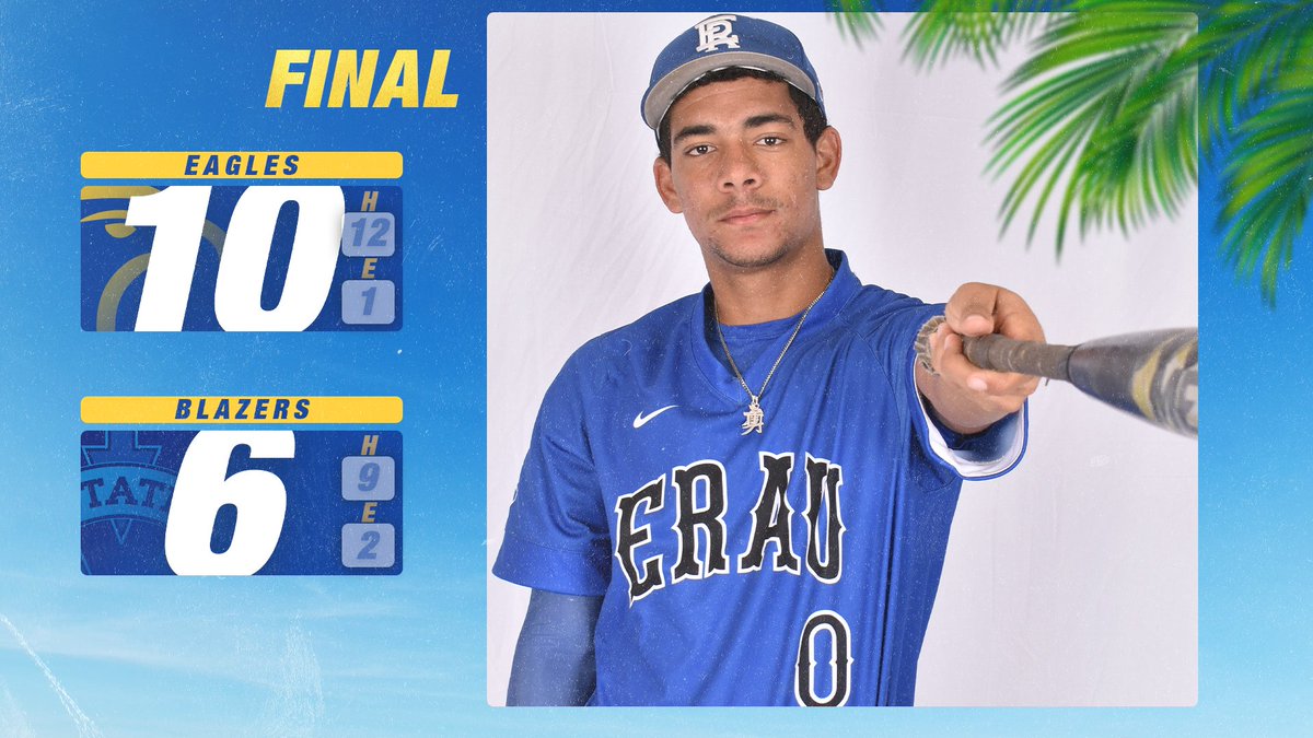 EAGLES WIN!

ERAU scored 10 straight runs after trailing 3-0 after the 5th, getting its first season-opening win since 2018. 

<a href="/Timoissmooth/">timo</a> and <a href="/bogart_garrett/">Garrett Bogart</a> each finish with 4 RBIs while Stufano (1-0) gets the win and Harrison picks up the four-inning save.

#GoERAU #DH