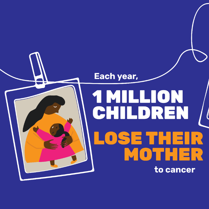 WHO's tweet photo. Today is #WorldCancerDay 

Each year, 1 million children lose their mother to #cancer. 💔

Cancer can trigger generational hardship &amp; perpetuate cycles of poverty. 

#CloseTheCareGap in cancer ⬇️