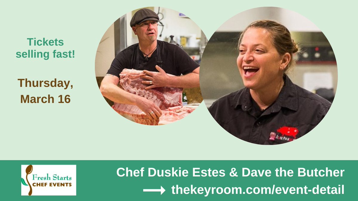 Join us on March 16 for an evening with Chef Duskie Estes of Black Pig Meat Co. and Dave the Butcher. Enjoy recipe demos, dinner and wine. All proceeds benefit our shelter, housing and training programs. See thekeyroom.com/event-detail/ for tickets.