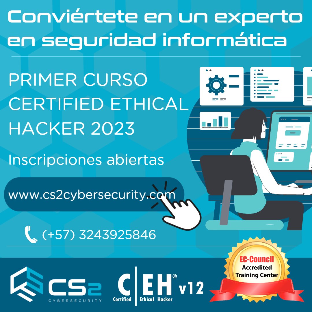cs2_cybersec's tweet image. #certificado #educacion #ethicalhacking #certified #virtual #presencial @Cs2colombia  #security #cloud #consulting
