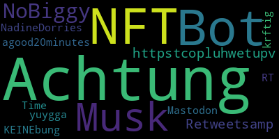 infokalyptisch's tweet photo. Trending in my timeline now: #Achtung (3) #NFT (2) #Bot (2) #Musk (2) #NoBiggy (1) #httpstcopluhwetupv (1) #Retweetsamp (1) #agood20minutes (1) https://t.co/7YhmUYbl1z