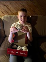 Our <a href="/SpecialOCanada/">Special Olympics Canada</a> athlete Colton, after stopping by <a href="/TimHortons/">Tim Hortons</a> for the Special Olympics donut.  100% of the proceeds will support community sport programs for athletes with an intellectual disability across Canada.
#ChooseToInclude