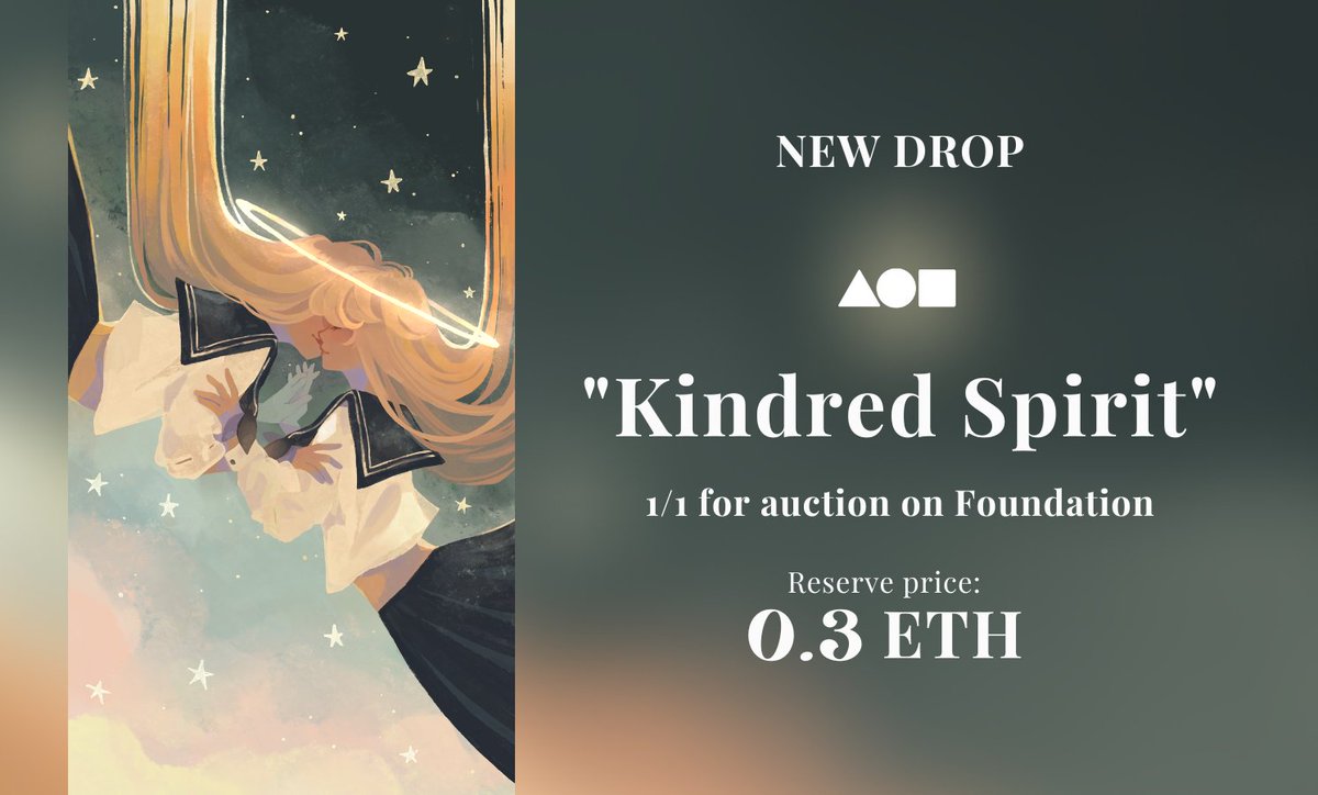 New drop!
"𝐊𝐢𝐧𝐝𝐫𝐞𝐝 𝐒𝐩𝐢𝐫𝐢𝐭" has been listed on <a href="/foundation/">Foundation 🌐</a> !

Reserve price: 0.3 $ETH
Bidders get a special surprise.