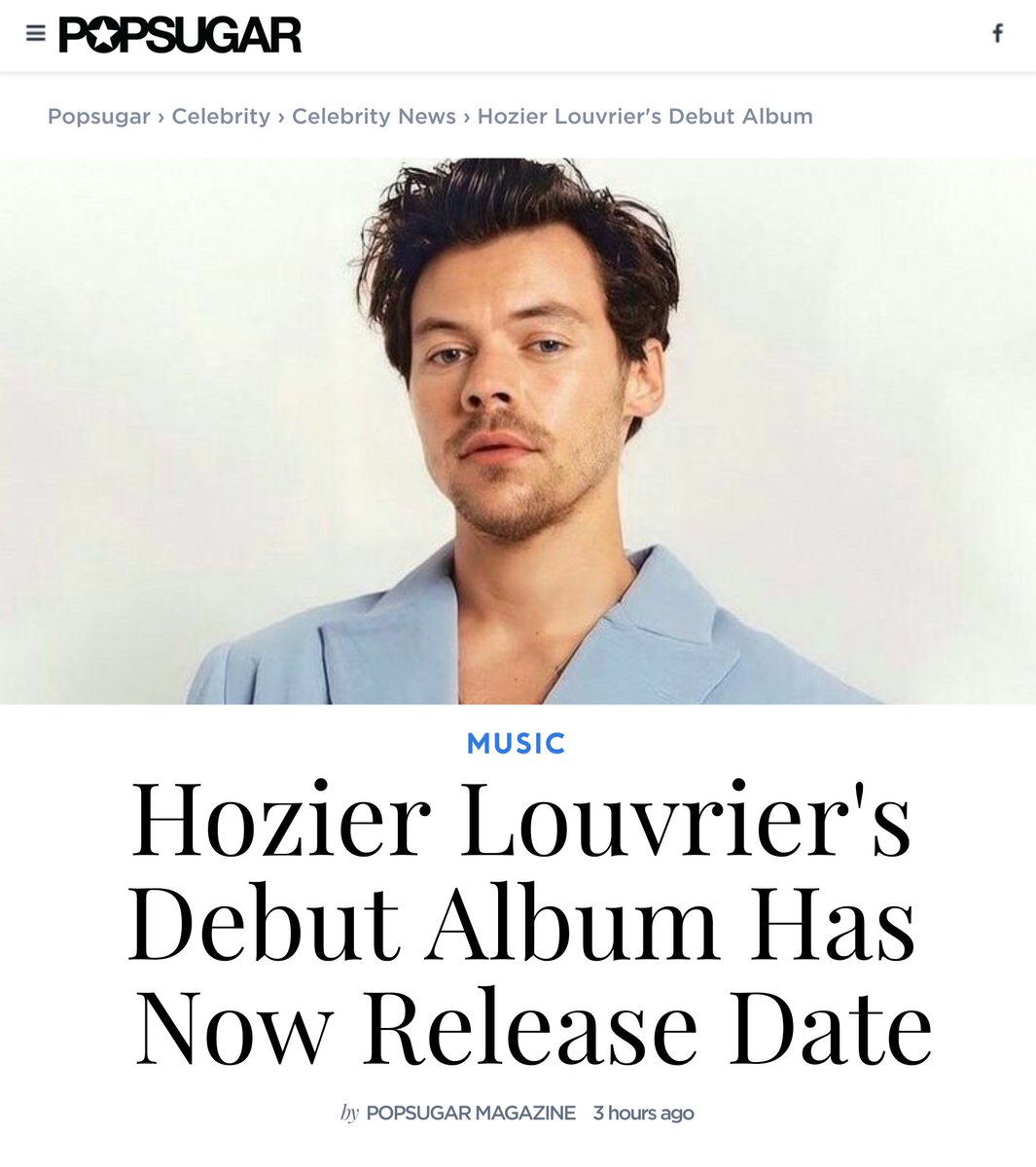 PopSugarRP's tweet photo. #PopSugarRP • 𝖭͟𝖾͟𝗐͟𝗌 📰
ㅤ
It's the sign of the times! 𝗛𝗼𝘇𝗶𝗲𝗿 𝗟𝗼𝘂𝘃𝗿𝗶𝗲𝗿'𝘀 (@fIeubiler) debut album will be out on February 9th. Listen to his new single h͟e͟r͟e͟. https://t.co/jeZ4L3jBJs