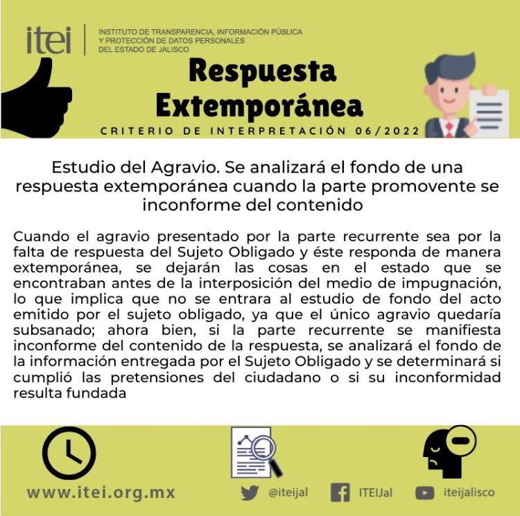 EduardoArriola's tweet photo. 📢 Nuevos Criterios @ITEIJal Respuesta Extemporánea; Garantía al ciudadano de que se entrará al fondo del agravio si se manifiesta contra, sin que tenga que interponer una nueva solicitud #PoderSaber https://t.co/1X6V4uu5M2