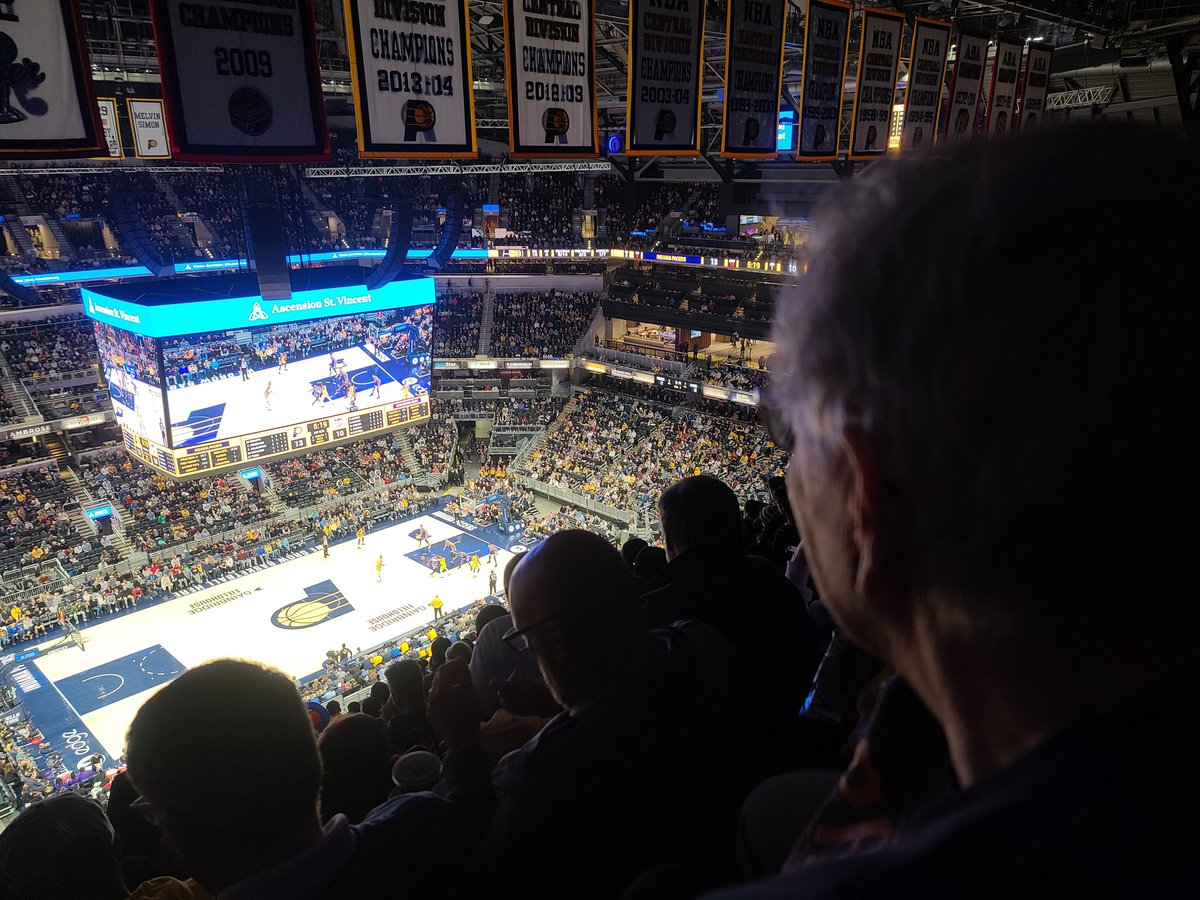 ewgalloway's tweet photo. Undecided!  @chargallow can't decide whether to cheer for the @Pacers or her hero @Dsabonis11 at #PacerGameNight with @northchurchindy https://t.co/AujM3mktAH