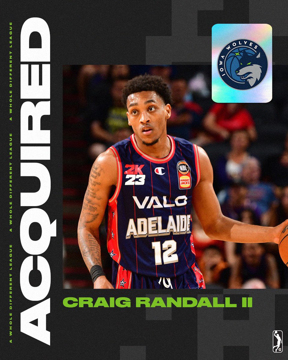 nbagleague's tweet photo. Craig Randall II is BACK! Our reigning Most Improved Player &amp; second-leading scorer in 2021-22 was acquired by the @iawolves &amp; will make his return tomorrow at 8:00 pm/et on https://t.co/fLGfbO0vpY. 👊

Randall II averaged 26.7 PPG last season &amp; led the G League with 132 3PM. https://t.co/ruYOOVUt8d