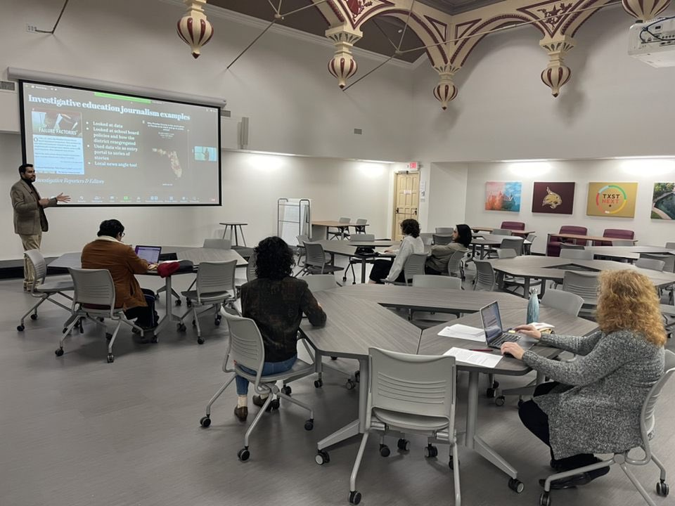 sjmctxst's tweet photo. We loved having #IREonCampus this week! Thank you to everyone who planned, attended and participated in @IRE_NICAR workshops including @fvaraorta, @ddfonline, @LauraC_Moscoso and @kymfox. Check out coverage at #txstIRE2023 https://t.co/emlD81ncTQ