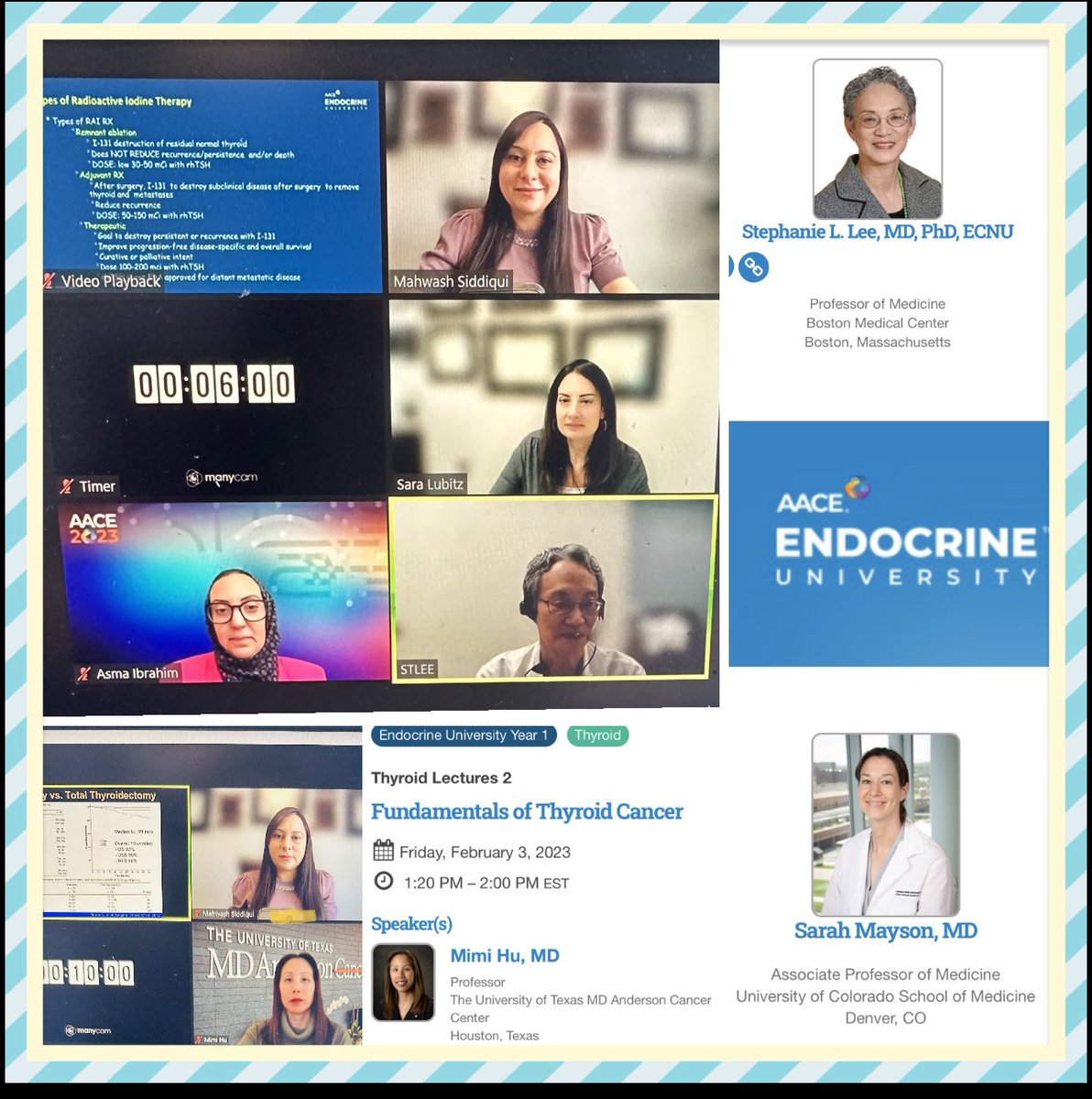MFSiddiquiMD's tweet photo. So excited to moderate the Thyroid session and learn pearls about Thyroid cancer, Utilization of molecular markers and RAI Ablation from outstanding speakers today #EndocrineUniversity Day 2 #AACE https://t.co/ouPMrdhkLI