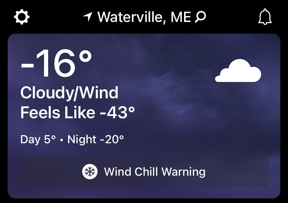 @firwave @NWSGray @PineTreeWeather COLD in Waterville!