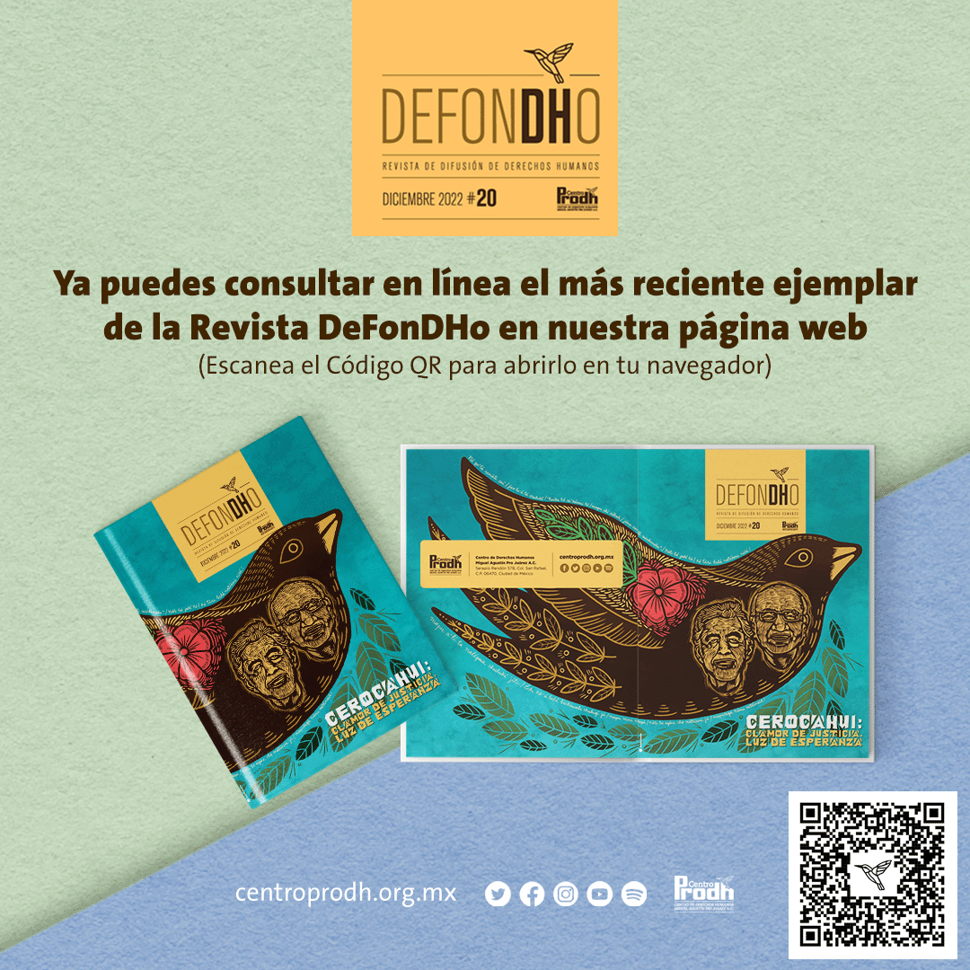 CentroProdh's tweet photo. 📘 #ParaLeer | Les invitamos a leer el No. 20 de nuestra revista #DefonDHo, dedicada a los lamentables hechos en #Cerocahui y la #SierraTarahumara en donde los sacerdotes jesuitas Javier y Joaquín fueron asesinados. 

Descarga y comparte 👉 https://t.co/mrshJUwizt https://t.co/UY6ybYRp19