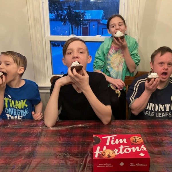 Athletes Brodie Mason and Ava Clark, with Jacob and Landon Clark
#ChooseToInclude 
<a href="/SOOntario/">Special Olympics Ontario</a>
<a href="/SpecialOCanada/">Special Olympics Canada</a> 
<a href="/TimHortons/">Tim Hortons</a>