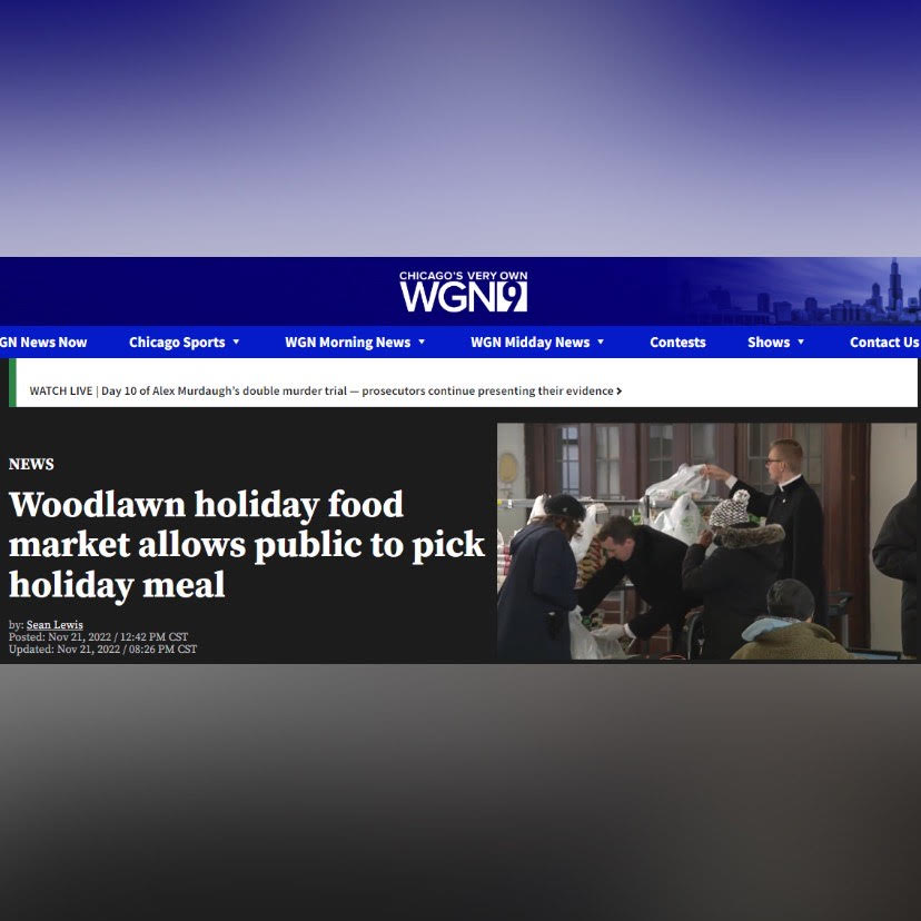 SaveTheShrine's tweet photo. Shrine faithful &amp; Canons continue to contribute to the needs of their #Woodlawn #neighbors. 
Thank you @WGNTV  for this uplifting coverage of the Woodlawn holiday food market, hosted by the Shrine’s wonderful neighbor First Pres through @FoodDepository. https://t.co/BXtP2arQK3 https://t.co/0yxHpy2Mw3