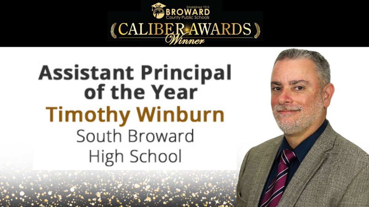 Congratulations to South Broward High School's Timothy Winburn (@BulldogsHouse), 2023 Caliber Awards Assistant Principal of the Year! #BCPSCaliber #BCPSCaliberAwards #BCPSCalies