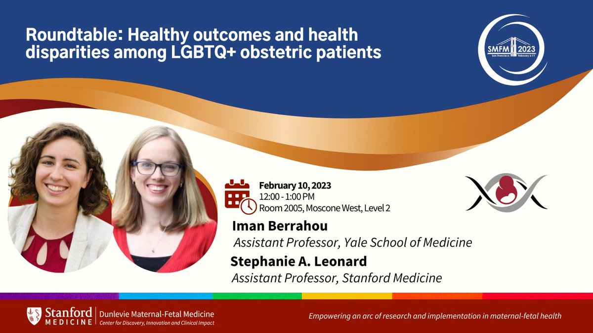 At #SMFM23 on Friday, 2/10: Dr. Stephanie Leonard and Dr. Iman Berrahou will explore challenges in visibility for LGBTQ+ obstetrical patients, answer why we may be seeing some significant health disparities for some LGBTQ+ patients but not others, and more!