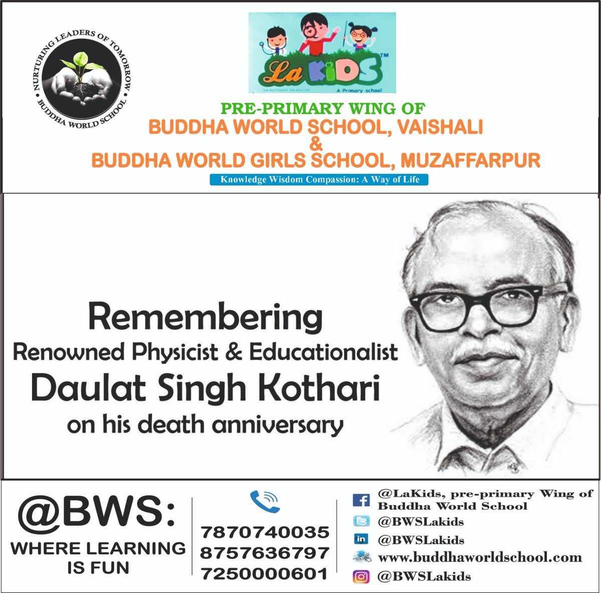 BWSLaKids's tweet image. Remembering Renowned Physicist &amp;amp; Educationalist Daulat Singh Kothari on his death anniversary. #daulatsinghkothari #kothari #daulatsingh #Physicist #education  #educationalist #science #scientist #bws #wherelearningisfun @sarikamalhotra2 @Krish_Vaishali @AnitaSi80209274