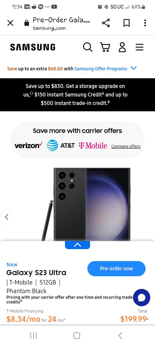 CobraInDaNight1's tweet photo. @TMobileHelp 
TMobile/Samsung you guys need to get together and do better, you show a deal then I get through check out and says : Please note, we don't offer T-Mobile with the financing you've selected in District of Columbia at this time, ok I don't even live in DC. https://t.co/jxWNC6zFYN