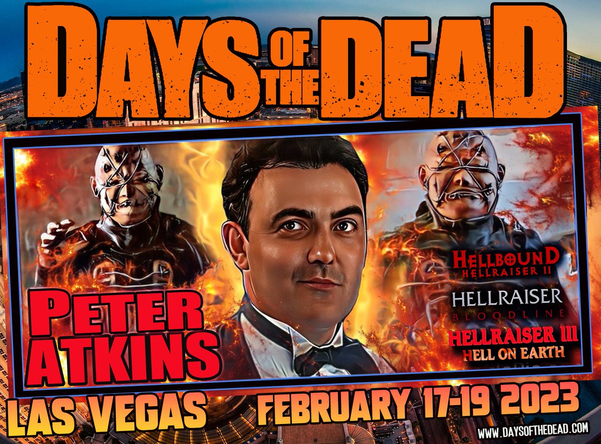 limeybastard55's tweet photo. Two weeks till Days Of The Dead in Las Vegas hosts the biggest #hellraiser reunion in history. Come meet me, @RealDougBradley @BarbieWilde @simonbamford @nicholas_vince #andrewrobinson #ClareHiggins @4TerryFarrell #KimMyers &amp; #ValentinaVargas.

#horrormovies #80shorror https://t.co/8eov2iT593