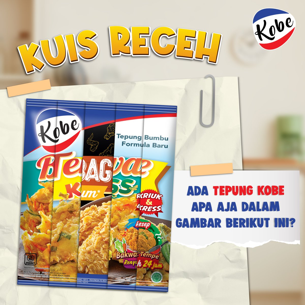 dapurkobe's tweet photo. Kuis Receh: Gabungan dari Tepung Kobe apa sajakah gambar berikut ini?

Menangkan uang digital Total 500.000 untuk 5 Bestie yang beruntung!

Baca mekanismenya ya Bestie...
Yuk jawab yuk Bestie, siapa tau kamulah pemenangnyaaa..

#dapurkobe #tepungkobe #giveaway #kuis https://t.co/n8e5y02IA3