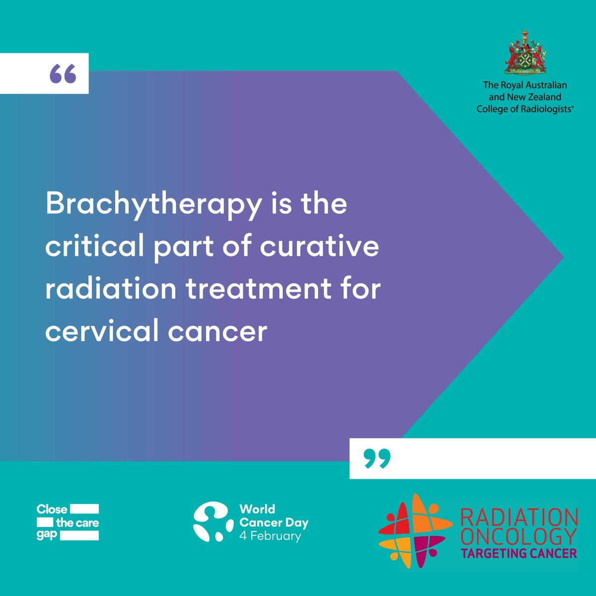 TargetingCancer's tweet photo. 🌟 During this #WorldCancerDay, RANZCR radiation oncologists are calling for increasing access to #brachytherapy to ensure Australian women can get high-quality, life-saving brachytherapy as close to home as possible. 

RANZCR RO's take on brachytherapy >> https://t.co/7rvtY1I2Xz https://t.co/8HKtEAwW3v