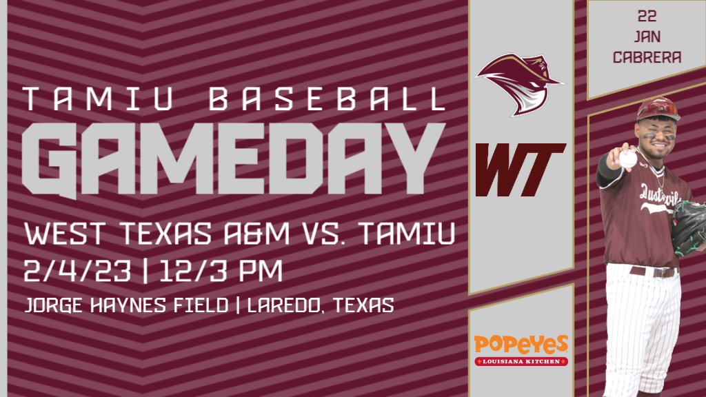 🚨BASEBALL GAMEDAY🚨

<a href="/TAMIU_BSB/">Dustdevil Baseball</a> looks to steal two from West Texas A&amp;M in doubleheader action

⚾️: TAMIU vs @WTBuffNation
 📍 : Jorge Haynes Field (Laredo)
⏰: 12/3 pm
📺: tinyurl.com/yaf4lhkt
📈: tinyurl.com/yeov3mkq

#DustEm🤘