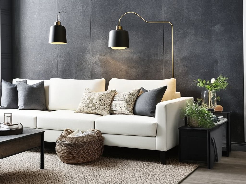 DecorousApp's tweet image. Makeover the living room industrial with the right lighting! We suggest layering for a warm, illuminated look – start with a statement lamp, add in sconces and a few candles for a glowing ambiance. #IndustrialLook #LightingGoals