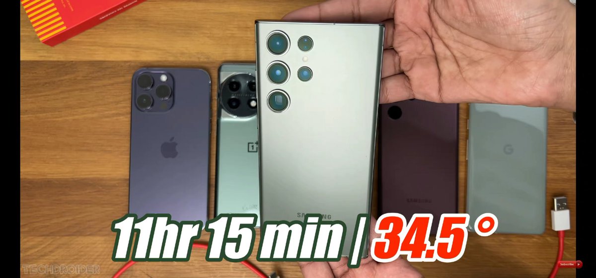 UniverseIce's tweet photo. Samsung Galaxy S23 Ultra battery life is crazy, almost as long as the strongest iPhone 14 Pro Max! https://t.co/I347oL4Yog