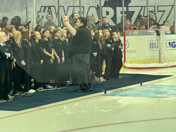 ButtsRoadMusic's tweet photo. The BRI 5th grade chorus opened tonight’s Admirals Hockey Game by performing the National Anthem! Mr. Stokes couldn’t be prouder of these young musicians! They represented @ButtsRoadInt and @cpschoolsva in the very best way! @FoltzNation @JennSagendorf @JohnChenault6 https://t.co/lbvDgURVJM