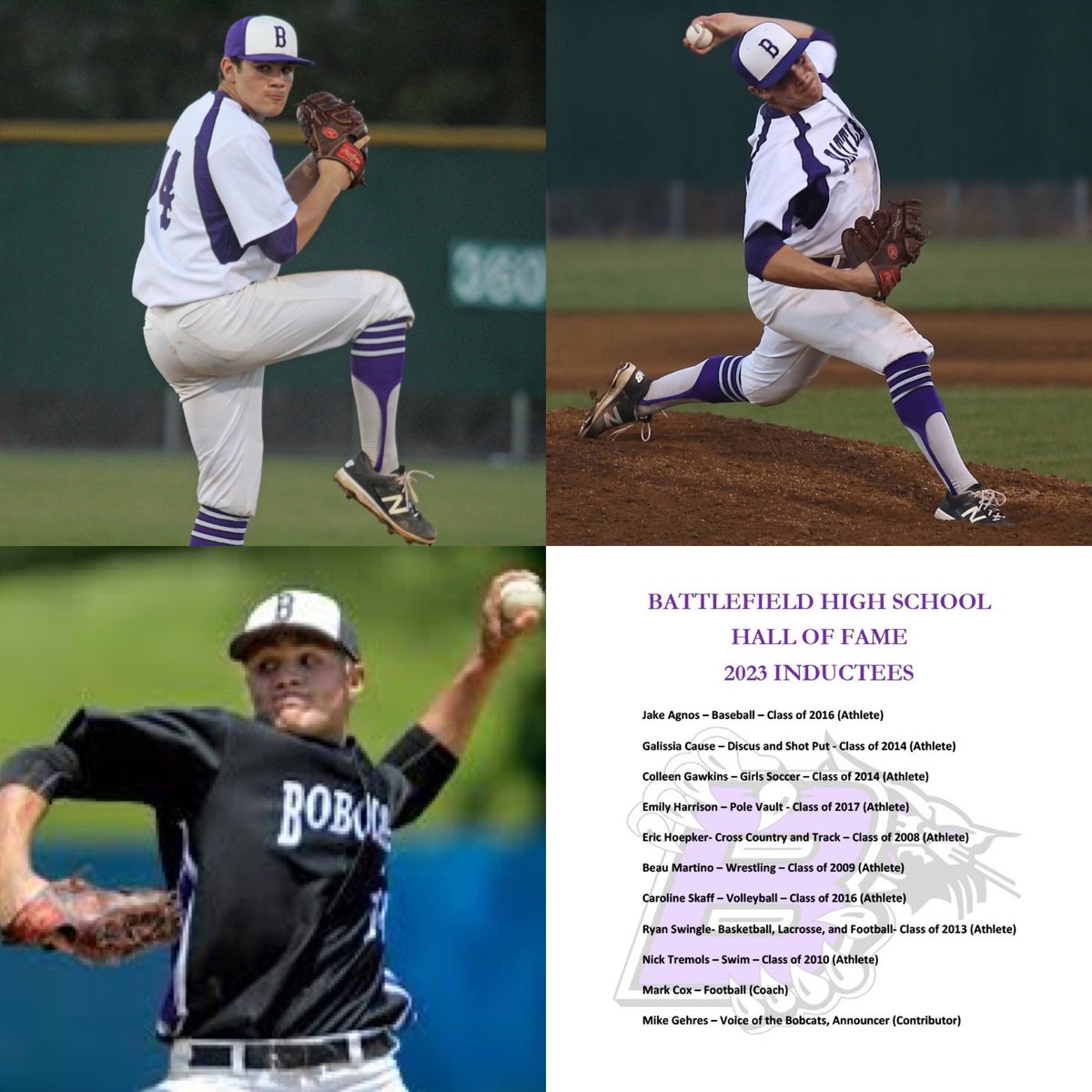 Congratulations to former Bobcat Jake Agnos on being inducted into the inaugural Battlefield High School Hall of Fame! #NA14 #Cats #GreekCheddar
