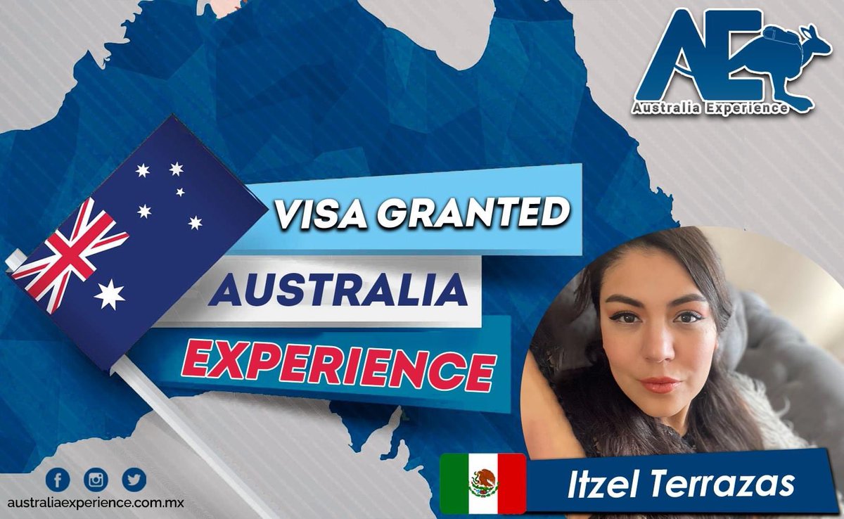 AustraliaExperi's tweet photo. ¡Felicidades Iztel!
#Australia te espera... ¡#VISA GRANTED!
¡A preparar maletas, a partir de hoy puedes volar a
Australia!, ¡Nos vemos pronto en la tierra de los
#Canguros y los #Koalas!
Buen viaje! 🇲🇽🛫🛬🇦🇺🌊🏄🏽‍♀️🐨🦘 https://t.co/RSIJjl6FGp