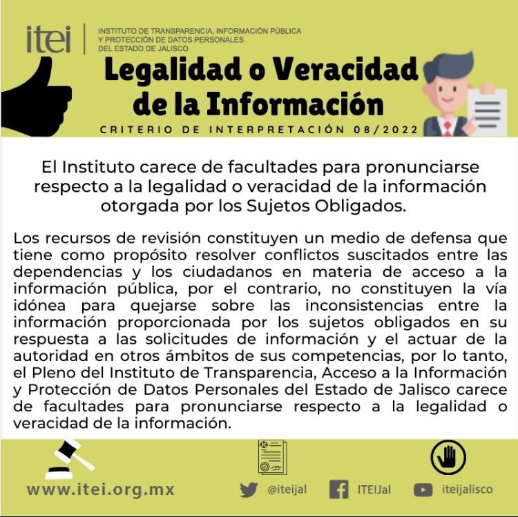 EduardoArriola's tweet photo. 📢 Nuevos Criterios: Legalidad o Veracidad del al información: el @iteijal No tiene las facultades para validar o invalidar la legalidad de la información entregada por el S.O. al Ciudadano #PoderSaber https://t.co/i6hTHXhkrk