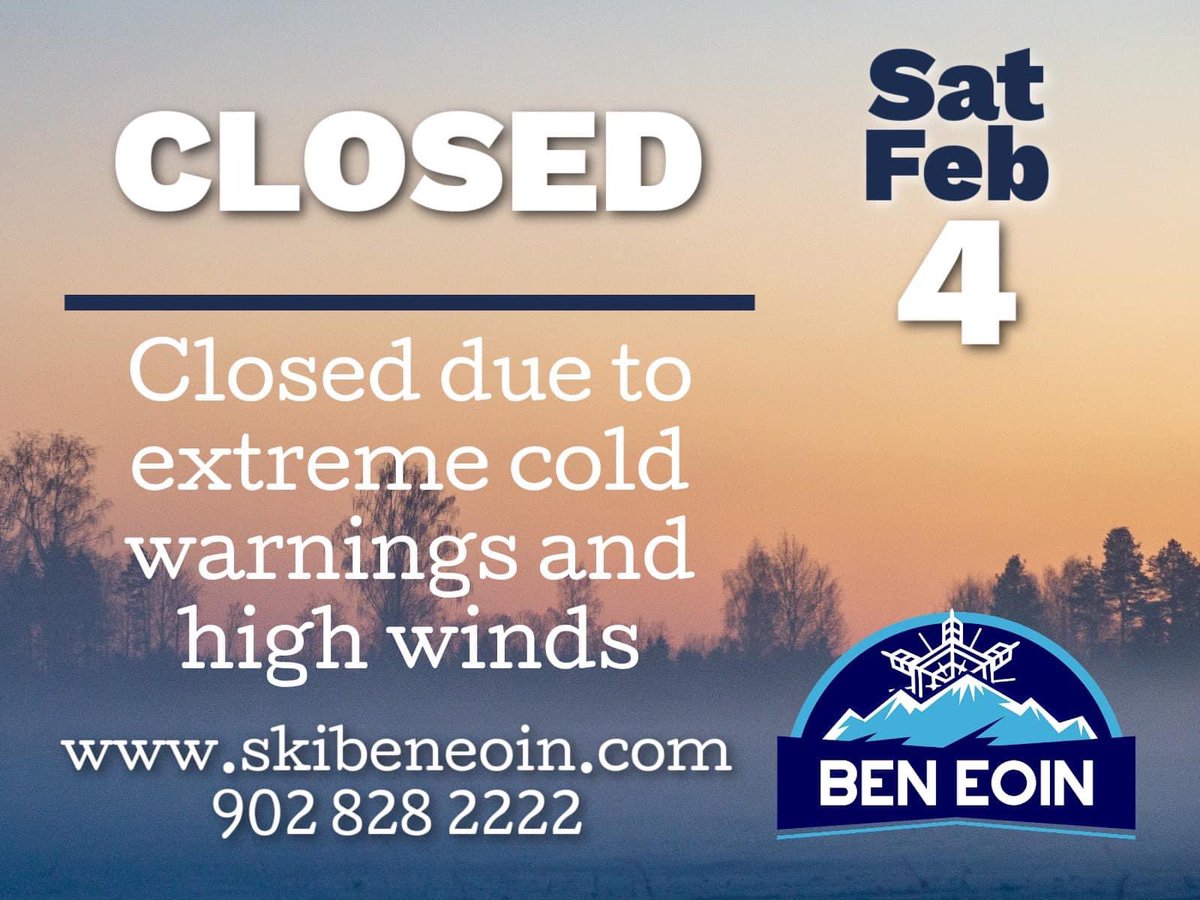 We wil be closed on Saturday, February 4th due to extream cold warnings and high winds.