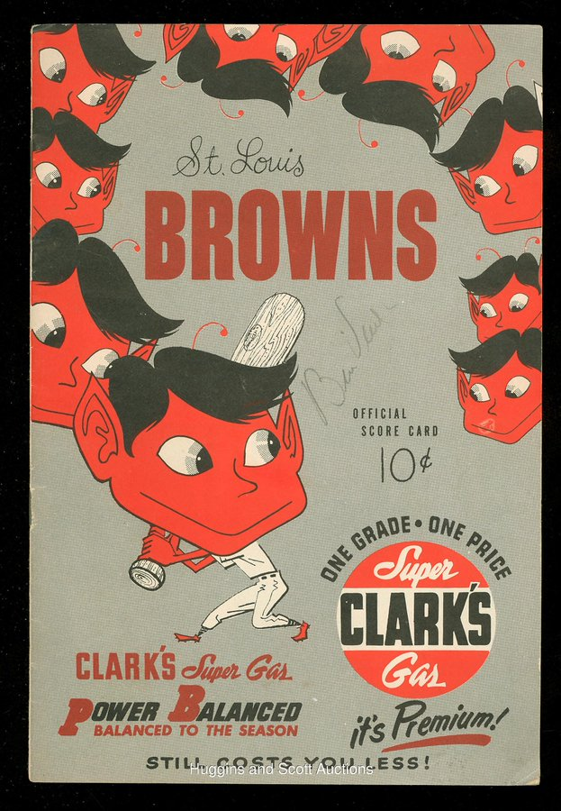 Eye-catching cover of a #StLouis Browns scorecard from circa 1952. Why don't programs have such compelling designs &amp; art anymore?