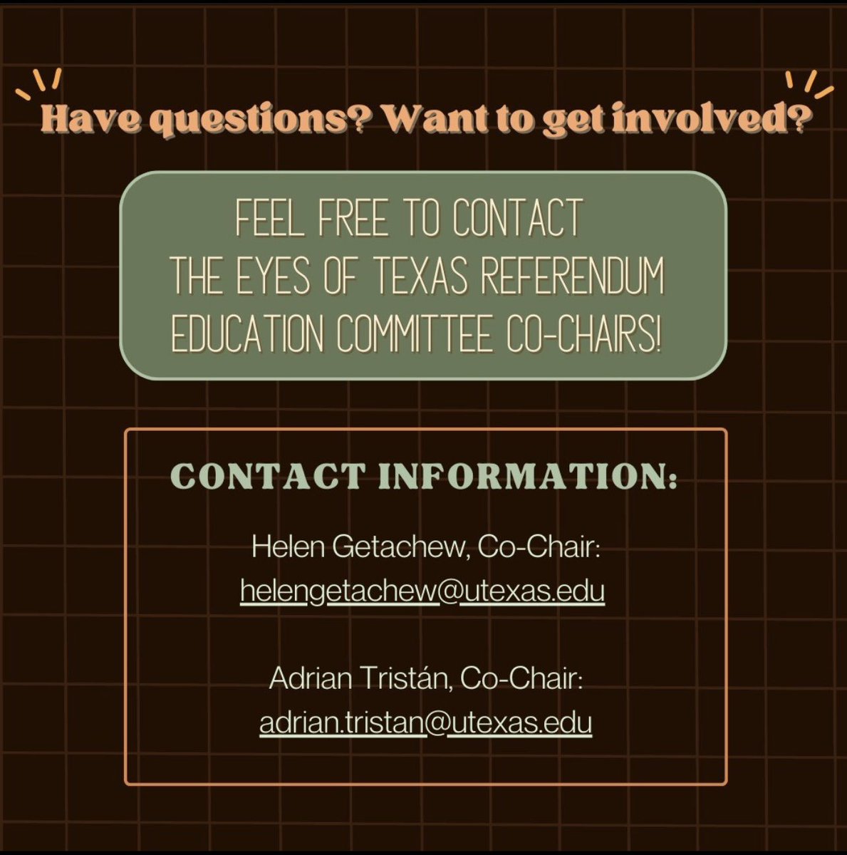 ‼️A non-binding referendum on The Eyes of Texas has been approved by the Office of the Dean of Students.‼️ Keep an eye out for more information, resources, and further updates. ⚡

#utsg #utaustin #ut23 #ut24 #ut25 #ut26 #studentgovernment #austin #austintexas