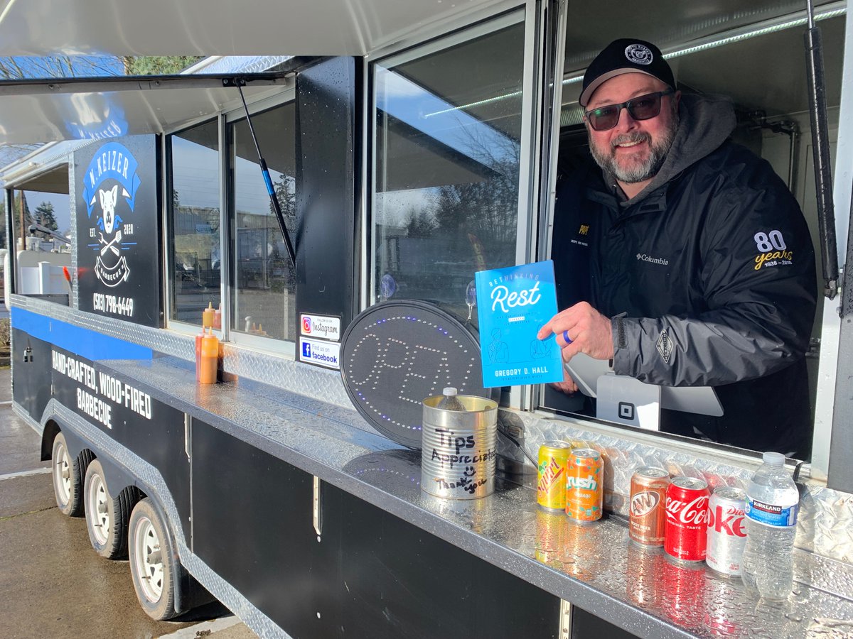 RethinkingStuff's tweet photo. Picked up some delicious dinner and got Aaron at North Keizer Barbecue Rethinking Rest too! #RethinkingRest #MyPlaceAndThing #RethinkingScripture https://t.co/WMB2R1fs24