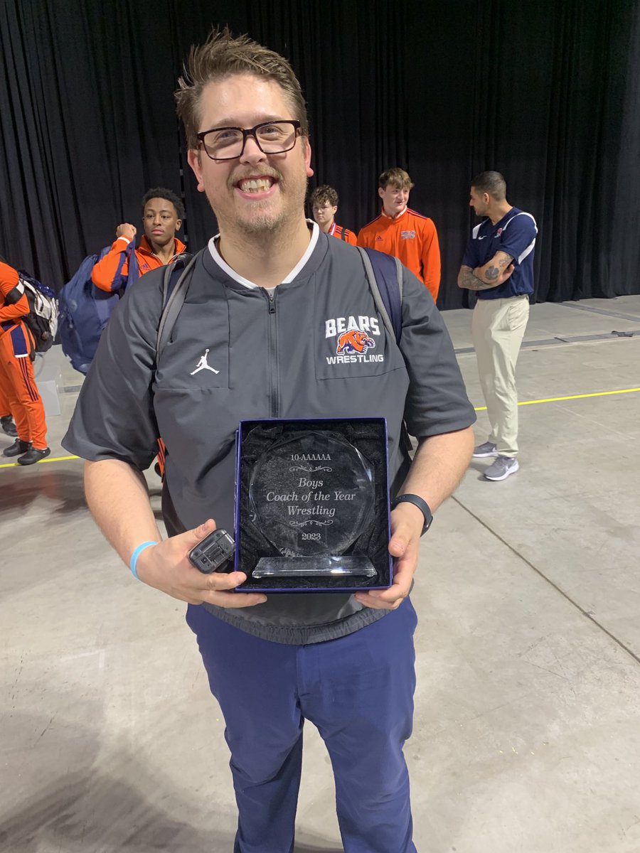 underwood89's tweet photo. Congrats to Coach Surabian for winning Boys Wrestling Coach of the Year! So deserving- Coach is a #BridgelandBest leader and educator every day!@B_HS_Wrestling @BridgelandCFISD https://t.co/c6YqPF7Aqh