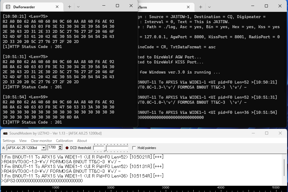 Ja3Tdw's tweet photo. #NUTSAT 1k2 AFSK APRS 01:46UTC pass. 3 frames uploaded to @SatNOGC https://t.co/vP8AYcdo3P