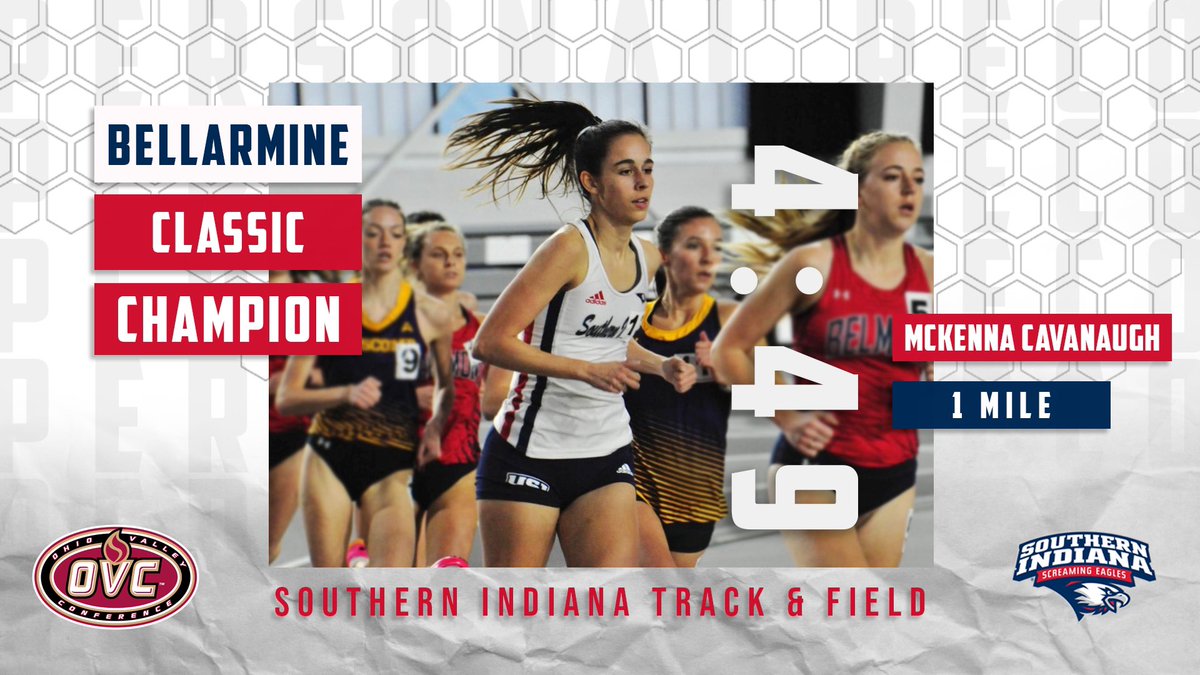 usixctrackfield's tweet photo. McKenna Cavanaugh takes first place in the women’s mile at the PNC Bellarmine Classic Meet with a time of 4:49‼️ 

This is not only a personal record for McKenna, but it is also the second fastest time in USI history in the women’s indoor mile! https://t.co/ldJC4DwAre