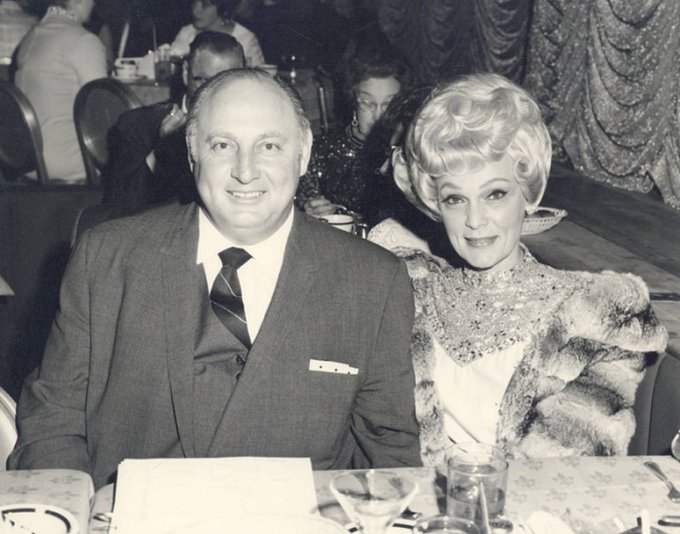 Hotel and casino developer (including Caesars Palace and Circus Circus) Jay Sarno and his then wife Joyce Sarno attend a show in Las Vegas, NV (likely the Congo Room at the Sahara for Don Rickles and Bobby Vinton) on Feb 3, 1969. UNLV Digital Collections