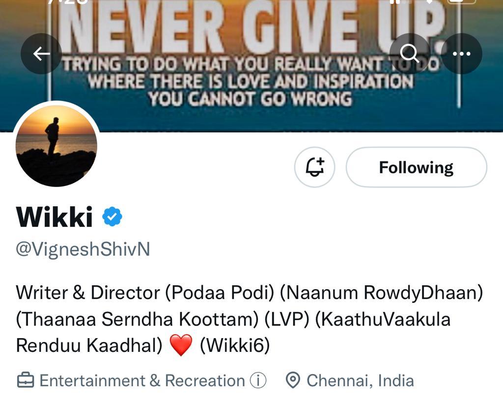 rameshlaus's tweet photo. Dir #VigneshShivN has removed #AK62 from his Twitter Bio..

This confirms he will no longer direct #AK62 https://t.co/6Luc1UAaa7