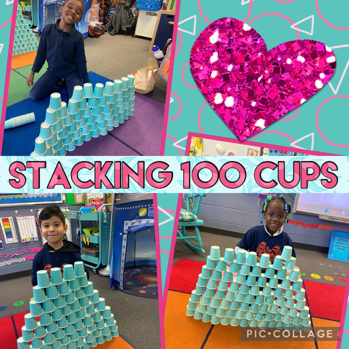 mrs_santore's tweet image. Look at how awesome we are at cup stacking! #SpaghtIsGreat #KinderCrew Happy 100th day of Kindergarten!