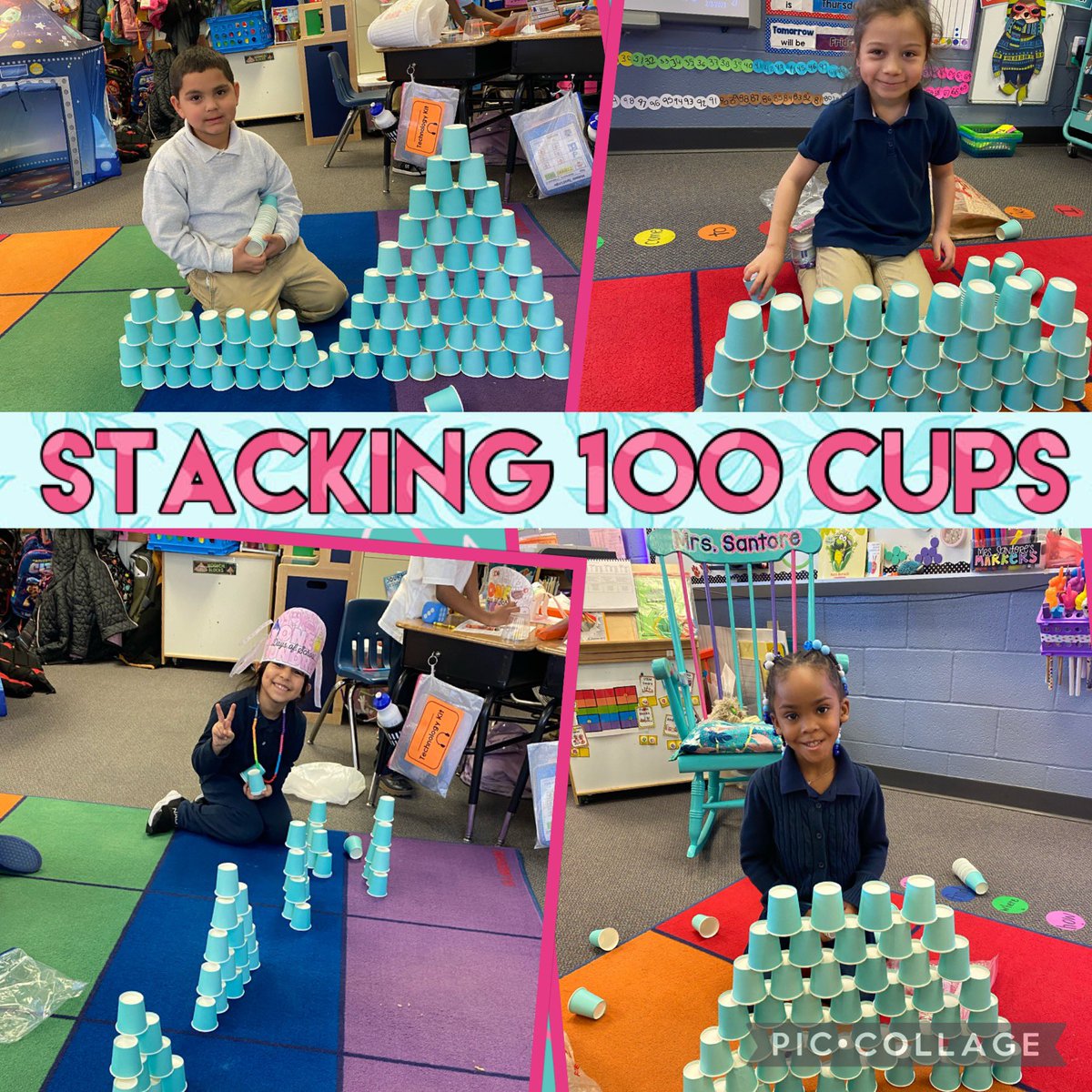 mrs_santore's tweet image. Look at how awesome we are at cup stacking! #SpaghtIsGreat #KinderCrew Happy 100th day of Kindergarten!
