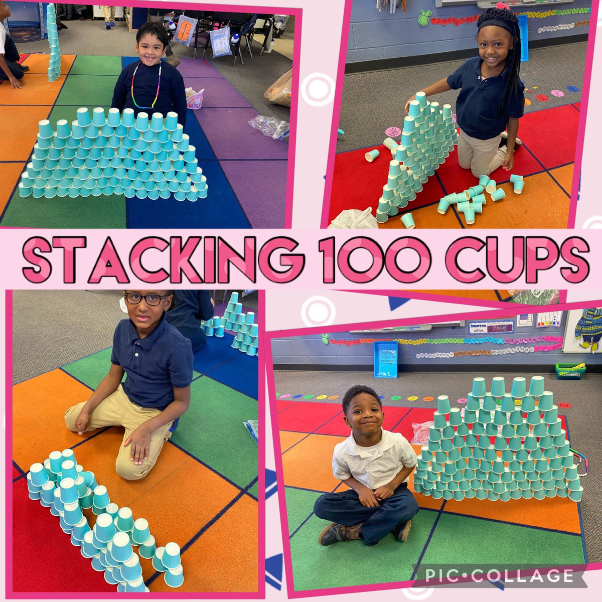 mrs_santore's tweet image. Look at how awesome we are at cup stacking! #SpaghtIsGreat #KinderCrew Happy 100th day of Kindergarten!