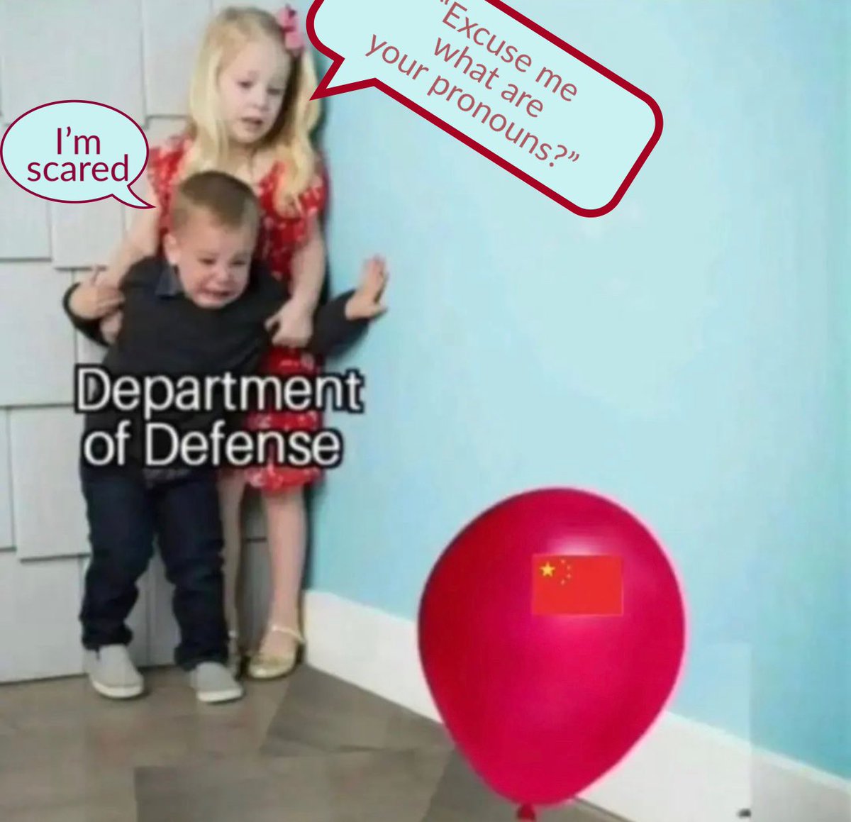 AMErikaNGIRLLL's tweet photo. So EMBARASSING !! Our Dept of Defense is trying to find out it’s pronouns. #DumbBalloon #China 
#TrumpCanFixThis 🇺🇸
#FridayFeeling #SaturdayThoughts https://t.co/3qaS4btqs1