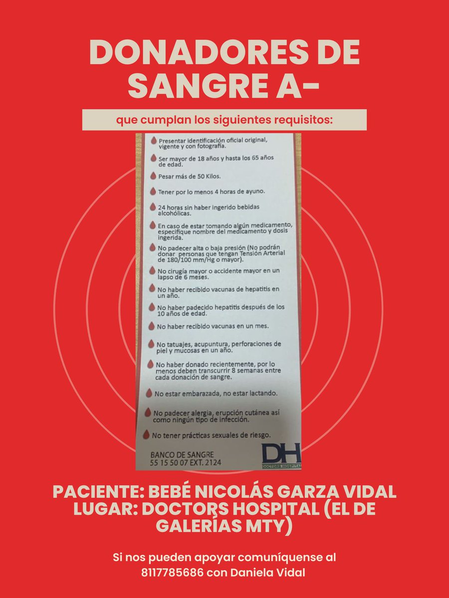 nelvaldez's tweet photo. 🙏Por favor compartir🙏
Se solicitan donadores de sangre para el pequeñito Nicolás de 1 mes de vida en el Doctors Hospital #Monterrey #RT 

@Cicmty @Mty_Leones @SoyJessDeLeon @abelardoluzania @josuebecerra @Deb_Estrella @priscilacantu https://t.co/ESMlbvytvA