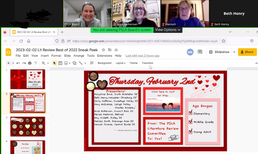 Thank you to the <a href="/PSLA_LitReview/">PSLA_LitReview</a> for their presentation last night to our membership. We are truly appreciative for your dedication and commitment to the profession. Can't wait to see more at #PSLA conference.