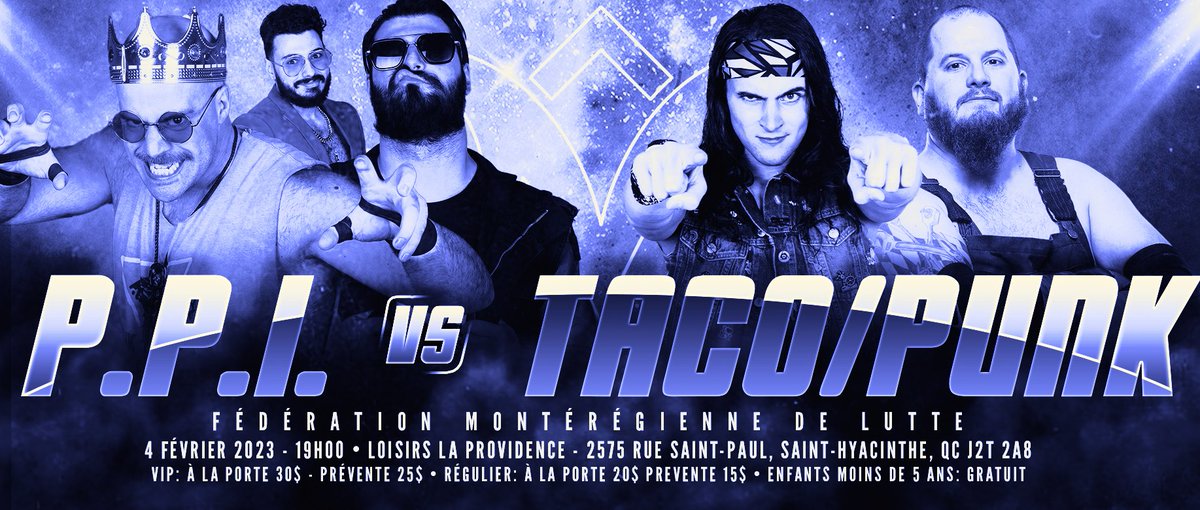 FmLutte's tweet image. 2/2

Demain 4 Fev/ Tommorow Feb 4th.

Dancing Steve vs @benjamintull 
@mikeyythunder vs Scream
@DiablePro &amp;amp; Adam Matthews vs @JonnyTaco37 &amp;amp; Farmer Punk
Hell Routo vs @_TaylorRising vs @_MarkWheeler vs @Thehalfbakedkid 

2575, St-Paul St-Hyacinthe
vladesbillets.com