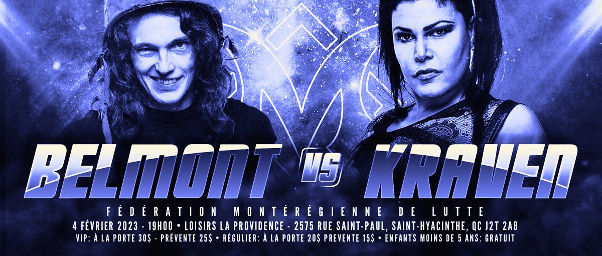 FmLutte's tweet image. 1/2

Demain 4 Fev/ Tommorow Feb 4th.

@kobedurst vs @Chaseironsid 
Gorgeous Mike vs @PWSpaceMonkey 
DLLP vs @MathStjacques Thomas Dubois
@trankgirl vs @VanessaMtKraven 

2575, St-Paul St-Hyacinthe