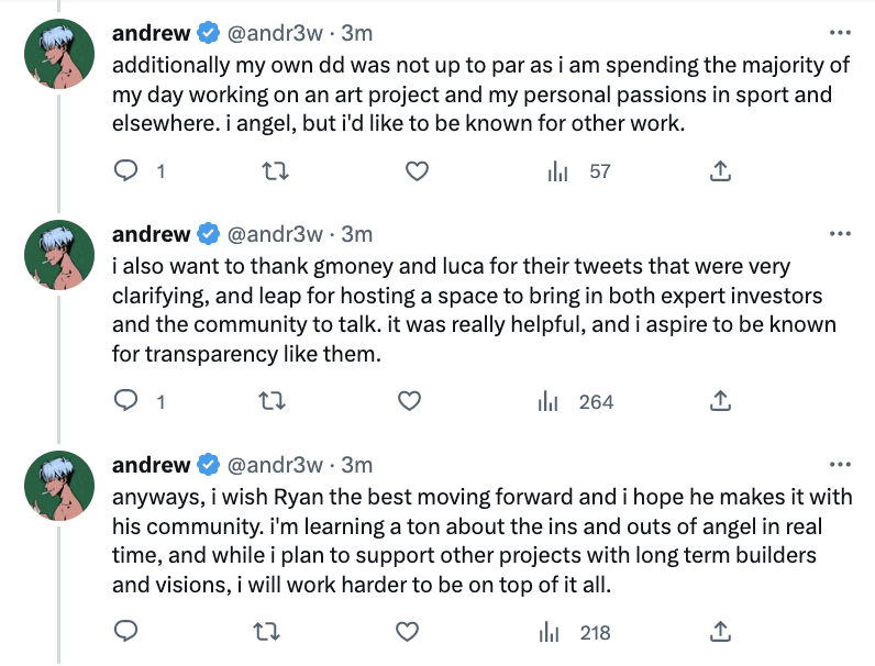 andr3w's tweet photo. hey everyone, for the sake of transparency, i will not be continuing with my initial verbal 10k commitment for flux, and here is my thinking behind this decision: (twitter is hiding my threads for some reason, so i am uploading it in one tweet here) https://t.co/vOvFOBt1YZ