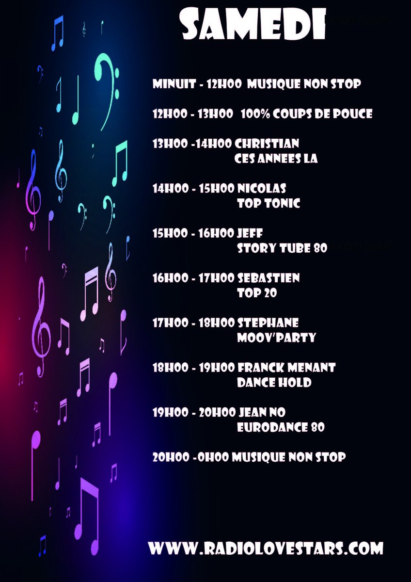 Bonne journée avec les programmes de Radiolovestars.
radiolovestars.com